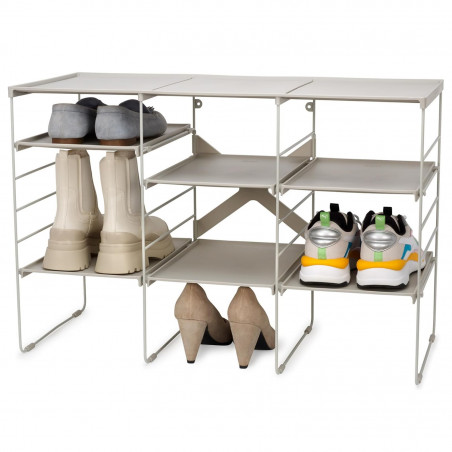Raft reglabil pentru pantofi Joseph Joseph 55009, 12 perechi, 3 rafturi, Baza din otel, Ecru