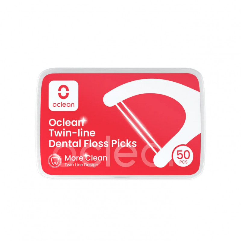 Set 50 buc. ata dentara Oclean Twin-line, Fibra de polietilena, Ata dubla, Alb
