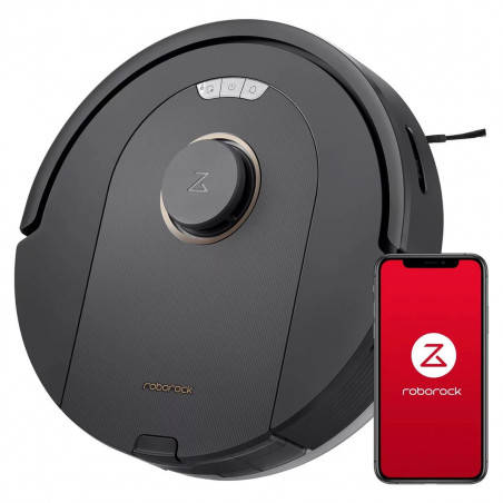 Aspirator robot Roborock Q5 Pro, 59W, 5500 Pa, 770 ml, Wi-Fi, DuoRoller, Curatare uscata si umeda, PreciSense LiDAR, Control vocal, Negru