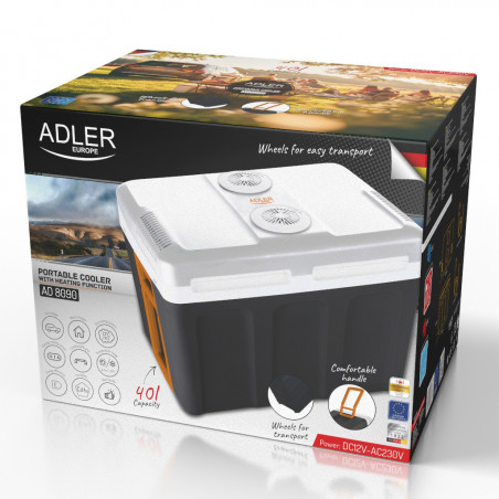 Lada frigorifica Adler AD 8090, 40 l, 58 W, 12/220/240V, Clasa climatica N, Izolatie C5H10, Gri