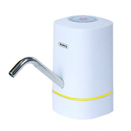 Pompă electrică de apă Rosberg R52013E, USB, dublă, compatibilă cu 3/5/8/10/11 și 19 l, fără fir, albă