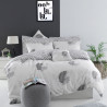 Set lenjerie de pat Eponj Home 143EPJ4809, 65% bumbac, 35% poliester, 3 piese, Cearsaf 200x220 cm, 2 fete de perna 50x70 cm, Gri/Alb