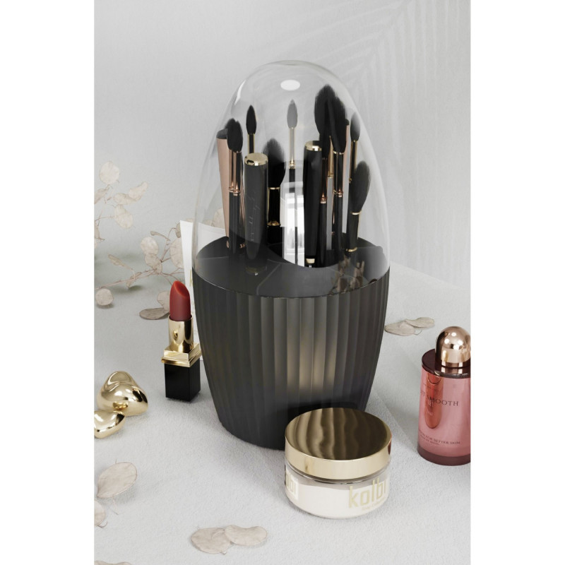 Organizator pentru ustensile machiaj Hermia 964FRM3316, 24x24x13 cm, Fara BPA, Plastic, Negru