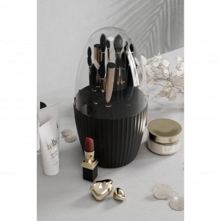 Organizator pentru ustensile machiaj Hermia 964FRM3316, 24x24x13 cm, Fara BPA, Plastic, Negru