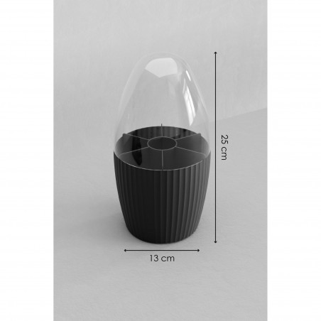 Organizator pentru ustensile machiaj Hermia 964FRM3316, 24x24x13 cm, Fara BPA, Plastic, Negru