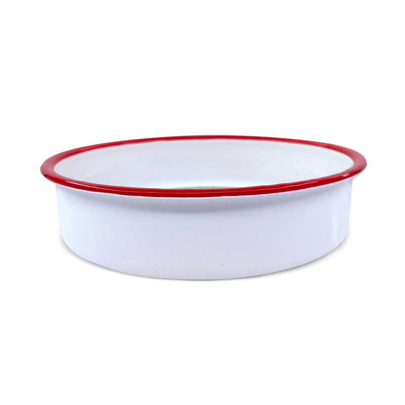 Tava de copt rotunda Oliver Voltz OV51222KR32, 32x8 cm, Otel emailat, Alb/Rosu