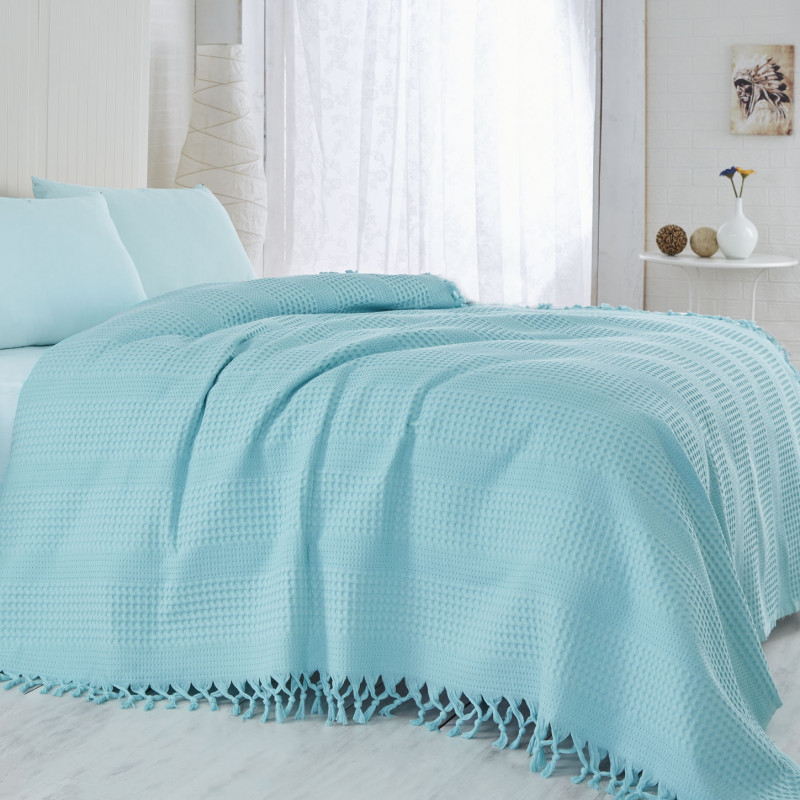 Завивка Saheser 157SHS5201, 100% памук, 220x240 см,340 г/м2, 96 нишки, 30C, Тюркоаз