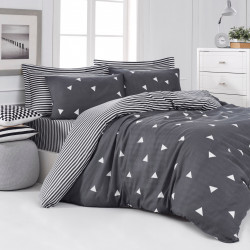 Lenjerie de pat Eponj Home 143EPJ4425, 65% bumbac, 35% poliester, 4 piese, Cearsaf pat 200x220 cm, Cearsaf plapuma 220x240 cm, Fata de perna 50x70 cm, Gri