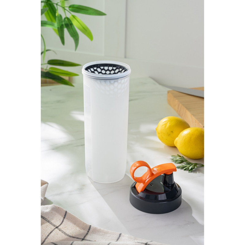 Sticlа pentru apa Hermia 503HRN1166, 740 ml, Fara BPA, Plastic, Alb/Portocaliu