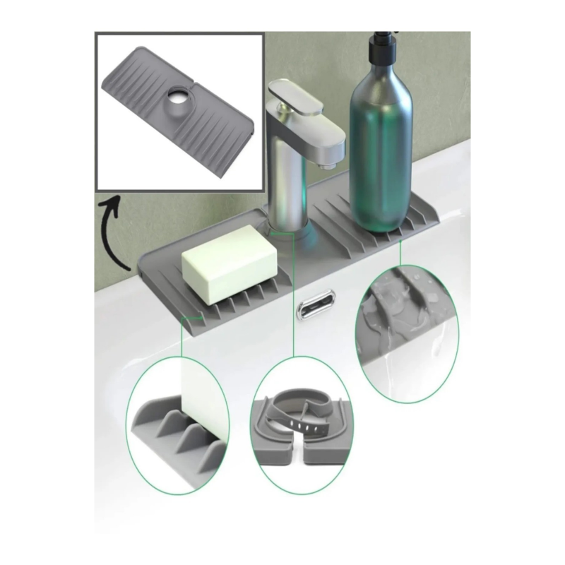 Organizator chiuveta Hermia 200BYR1121, 13.7x37x1.58 cm, Plastic, Gri