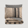 Lenjerie de pat Cotton Box 129CTN4282, 100% bumbac, 4 piese, Cearsaf plapuma 200x220 cm, Cearsaf pat 240x260 cm, Fatade perna 50x70 cm, Maro/Gri
