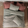 Lenjerie de pat Cotton Box 129CTN4849, 100% bumbac, 4 piese, Cearsaf plapuma 200x220 cm, Cearsaf pat 160x200x30 cm, Copertă 50x70 cm, Gri/Rosu