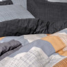 Lenjerie de pat Cotton Box 129CTN4490, 100% bumbac, 4 piese, Cearsaf plapuma 200x220 cm, Cearsaf pat 240x260 cm, Fata de perna 50x70 cm, Gri/Portocaliu