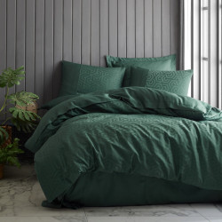 Lenjerie de pat Cotton Box 129CTN3658, 100% bumbac saten, 6 piese, Cearsaf plapuma 200x220 cm, Cearsaf pat 240x260 cm, Fata de perna 50x70 cm, Verde
