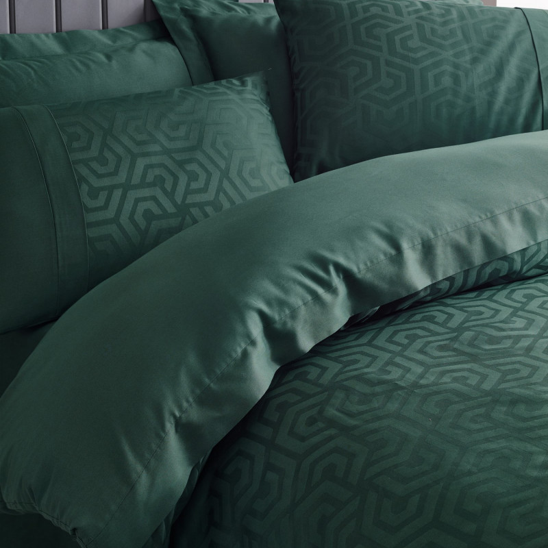 Lenjerie de pat Cotton Box 129CTN3658, 100% bumbac saten, 6 piese, Cearsaf plapuma 200x220 cm, Cearsaf pat 240x260 cm, Fata de perna 50x70 cm, Verde