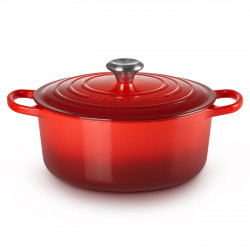 Oala din fonta Le Creuset 24147260912, 5,6 l, 26 cm, Pana la 260°C, Acoperire email, Inductie, Cuptor, Rosu