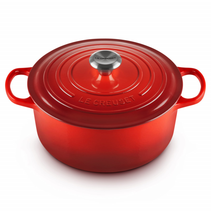 Oala din fonta Le Creuset 24147260912, 5,6 l, 26 cm, Pana la 260°C, Acoperire email, Inductie, Cuptor, Rosu