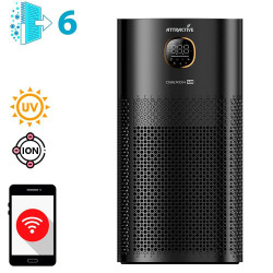 Purificator de aer Attractive OBERON 520, 50W, Pana la 62 m², Wi-Fi, 5 viteze, Temporizator, Mod de noapte, Telecomanda, Senzor inteligent de poluare, Negru
