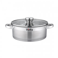 Oala cu capac din sticla Oliver Voltz OV51210Q20, 2 l, 20 x 7 cm, Joasa, Inductie, Fund gros, Inox