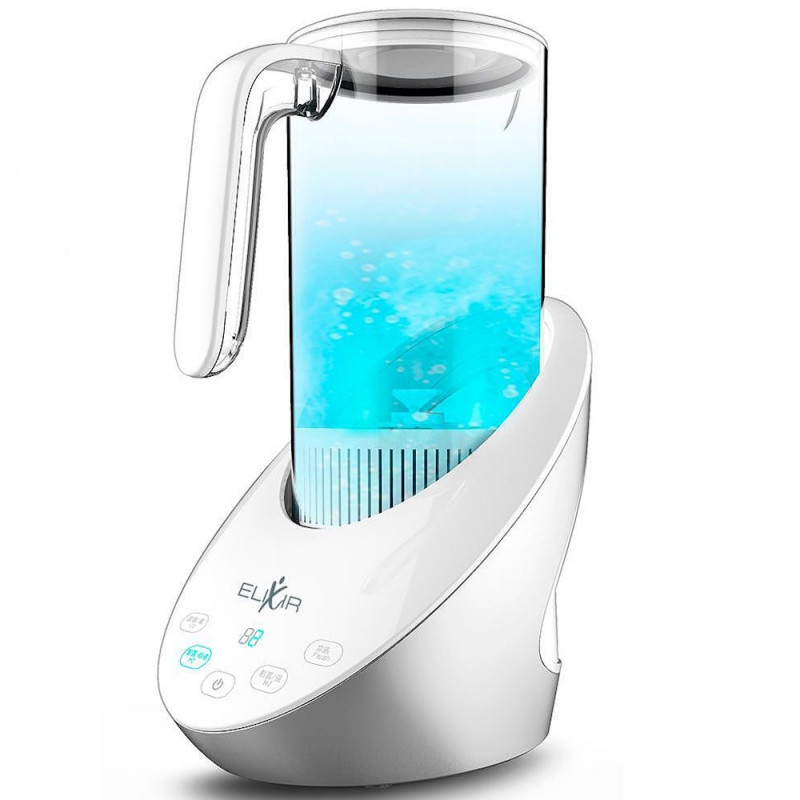 Cana pentru apa cu hidrogen Elixir, 15W, 1,6 L, Ecran tactil, 1200 PPB, Filtru inlocuibil, Alb/Gri