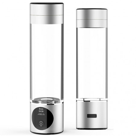 Sticla pentru apa portabila cu hidrogen Elixir, 1.2W, Baterie 1800 mAh, 260 ml, Afisaj OLED, Incarcare USB, Argintiu