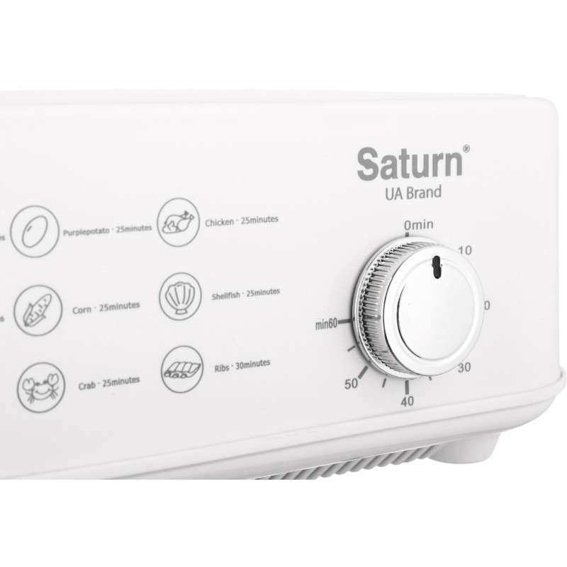Cuptor cu aburi Saturn ST-EC1187, 1500W, 12 l, Auto stop, Indicator nivel apă, Alb