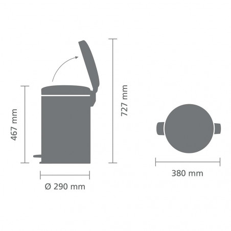 Coș cu pedală Brabantia NewIcon 649047, 20 l, închidere lină, bază antiderapantă, coș interior metalic, alb