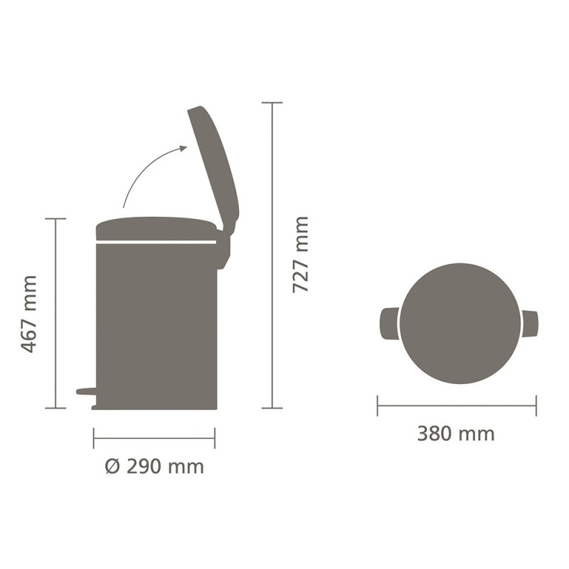 Coș cu pedală Brabantia NewIcon 649046, 20 l, închidere lină, bază antiderapantă, rezistent la amprente, Inox/Mate