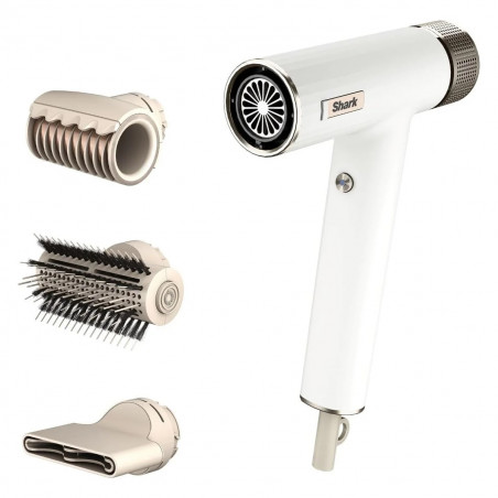 Uscator pentru par Shark HD333EU, 1700 W, 3 trepte, Jet rece, 3 accesorii, Pana la 110°C, Ionizator, Alb
