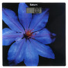 Cantar electronic corporal Saturn ST-PS0287, Pana la 150 kg, Afisaj LCD, Kg/Lb, Indicatori baterie si suprasarcina, Sticla rezistenta, Negru/violet
