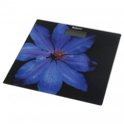 Cantar electronic corporal Saturn ST-PS0287, Pana la 150 kg, Afisaj LCD, Kg/Lb, Indicatori baterie si suprasarcina, Sticla rezistenta, Negru/violet