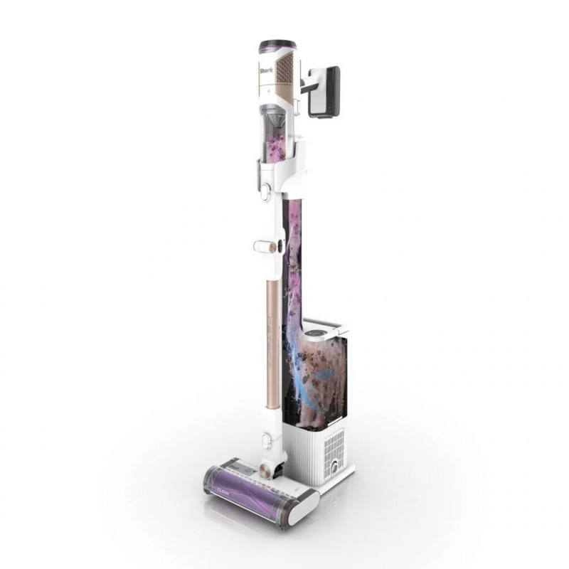 Aspirator vertical Shark IW3612EU, 240W, 0.42 l, 3 trepte, Afisaj LED, Senzori invizibili de detectare a murdariei, Etansare antialergenica, LED, Alb / Auriu