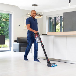 Aspirator vertical Ninja IZ300EUT, 309W, 0.7 l, 3 viteze, Autonomie pana la 60 min, HEPA, LED Smart display, Perie cu lumina, Negru / Rosu