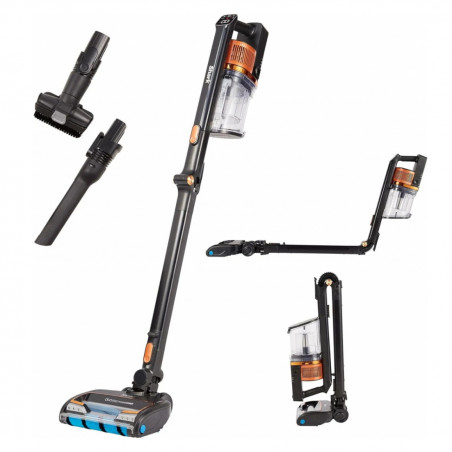 Aspirator vertical Ninja IZ300EUT, 309W, 0.7 l, 3 viteze, Autonomie pana la 60 min, HEPA, LED Smart display, Perie cu lumina, Negru / Rosu