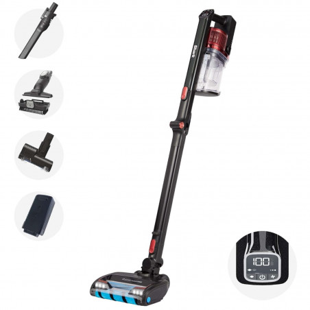 Aspirator vertical Ninja IZ300EUT, 309W, 0.7 l, 3 viteze, Autonomie pana la 60 min, HEPA, LED Smart display, Perie cu lumina, Negru / Rosu