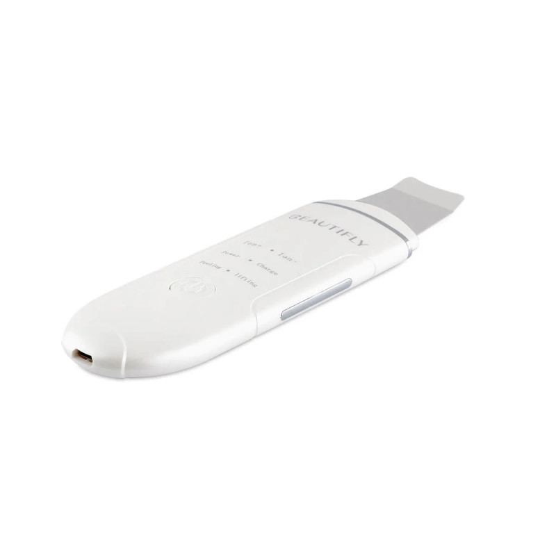 Curățător facial cu ultrasunete Beautifly B-Scrub Young, electrostimulare, exfoliere, reduce punctele negre și acneea, ioni, alb