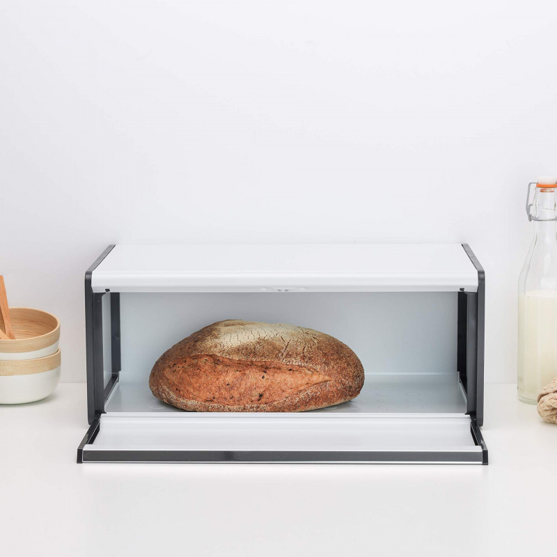 Cutie de pâine Brabantia Fall Front 1003246, 18 l, 46.5x25 cm, Montare pe perete, Fără amprente, Alb
