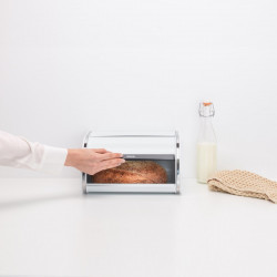 Cutie pentru paine Brabantia Roll Top 1003254, 11 l, 31.6x26.5 cm, Structura speciala, Alb/Inox