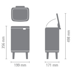 Cos de gunoi Brabantia Bo Small Hi 1006642, 4 l, Deschidere lina si silentioasa, Baza antiderapanta, Rezistent la amprente, Otel inoxidabil/Mat