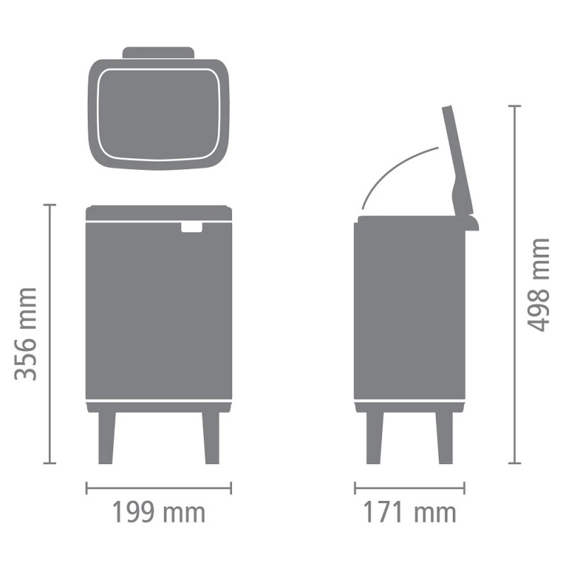 Cos de gunoi Brabantia Bo Small Hi 1006642, 4 l, Deschidere lina si silentioasa, Baza antiderapanta, Rezistent la amprente, Otel inoxidabil/Mat