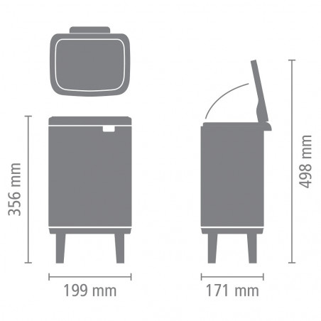 Cos de gunoi Brabantia Bo Small Hi 1006642, 4 l, Deschidere lina si silentioasa, Baza antiderapanta, Rezistent la amprente, Otel inoxidabil/Mat