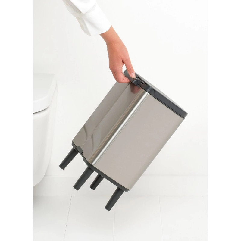Cos de gunoi Brabantia Bo Small Hi 1006646, 7 L, Deschidere lina si silentioasa, Baza antiderapanta, Rezistent la amprente, Inox mat
