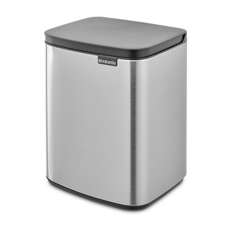 Coș de gunoi Brabantia Bo Small 1006632, 7 l, Deschidere lină și silențioasă, Bază antiderapantă, Rezistent la amprente, Oțel inoxidabil/Mat