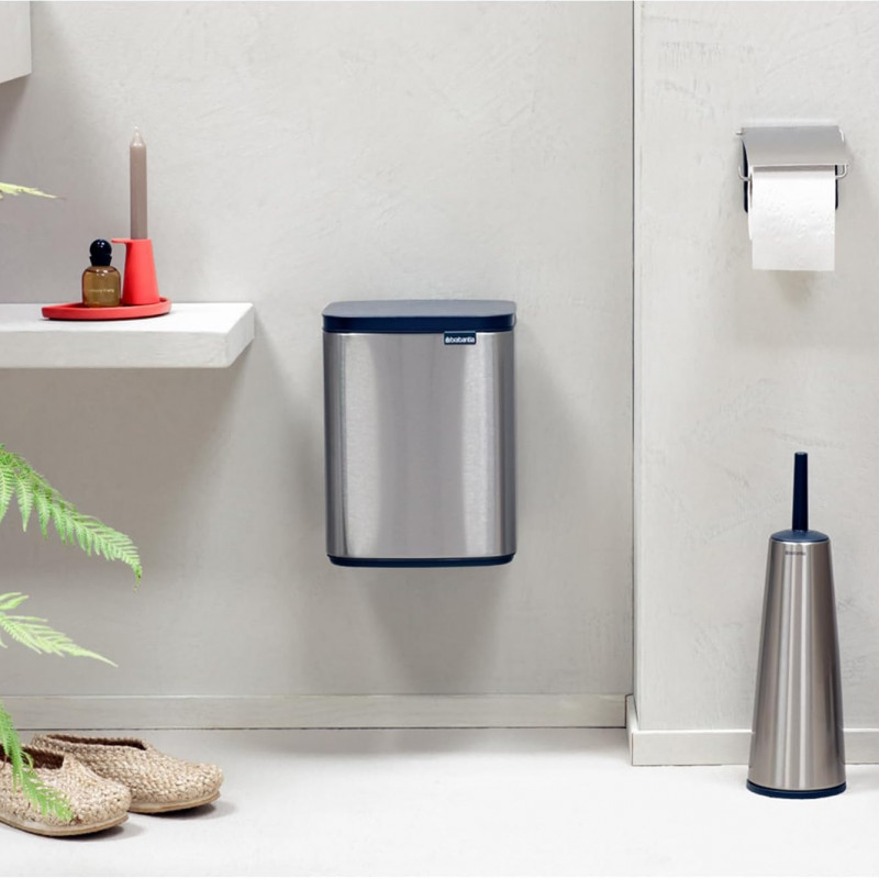 Coș de gunoi Brabantia Bo Small 1006632, 7 l, Deschidere lină și silențioasă, Bază antiderapantă, Rezistent la amprente, Oțel inoxidabil/Mat