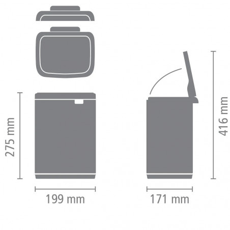 Cos pentru gunoi Brabantia Bo Small 1006622, 4 L, Deschidere lina si silentioasa, Bază antiderapantă, Negru