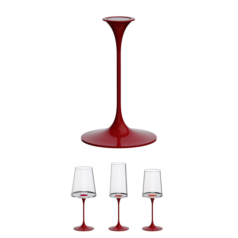 Picior cu fixare magnetică pentru pahare Trebonn SplitGlass 2025101, Ø7.5x12 cm, Sistem modular, Aluminiu, Rosu