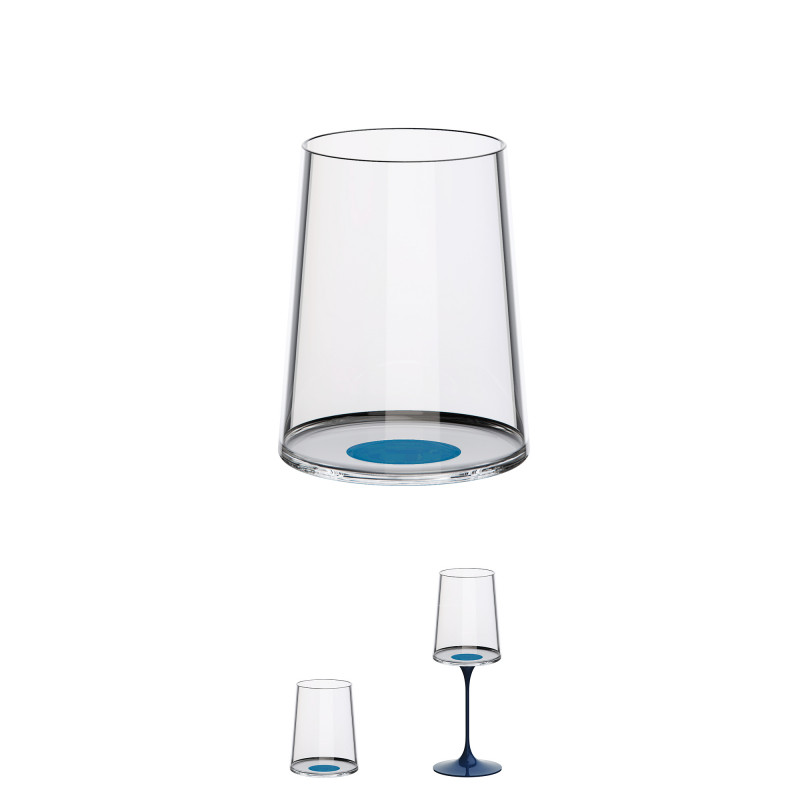 Set 2 pahare de cristal Trebonn SplitGlass 2025122, 280 ml, Ø7.3x9 cm, Posibilitatea atasare picior, Albastru