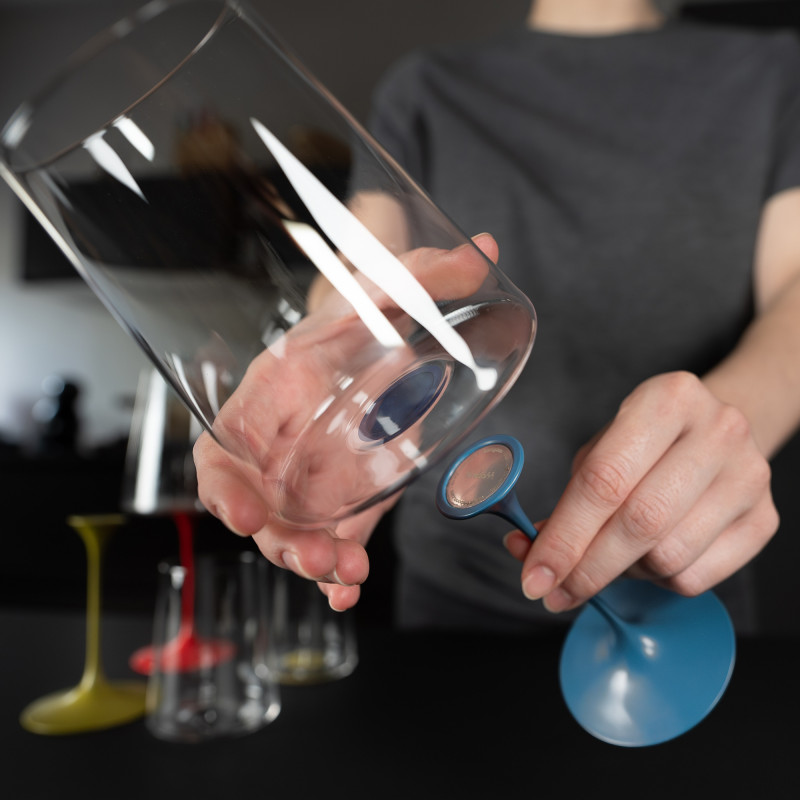 Set 2 pahare de cristal Trebonn SplitGlass 2025120, 280 ml, Ø7.3x9 cm, Posibilitate atasare de picior, Negru