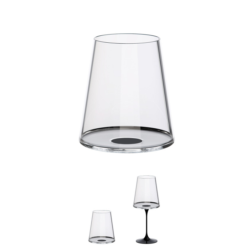 Set de 2 pahare de cristal pentru vin roșu Trebonn SplitGlass 2025110, 450 ml, Ø9.2x10.5 cm, Sistem modular, Negru