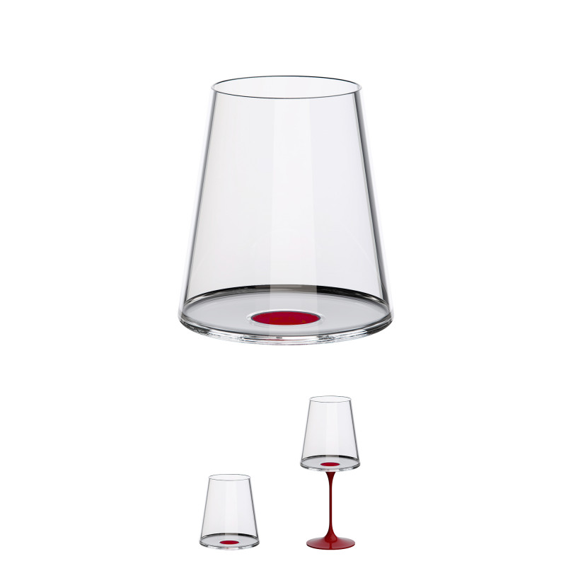 Set 2 pahare de cristal Trebonn SplitGlass 2025111, 450 ml, Ø9.2x10.5 cm, Posibilitate atasare picior, Rosu